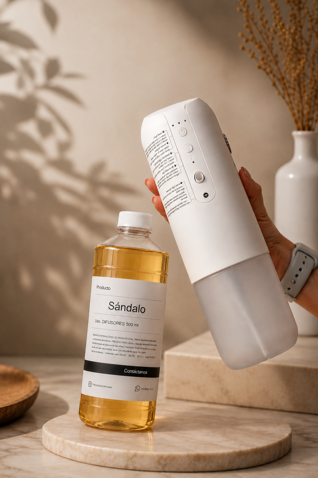 Paquete Difusor eléctrico 100m3 + aroma Sándalo de 500ml