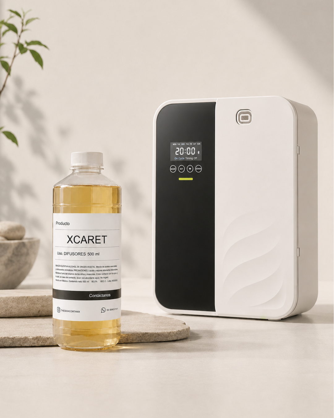 Paquete Difusor eléctrico 1000m2 + aroma XCARET de 500ml