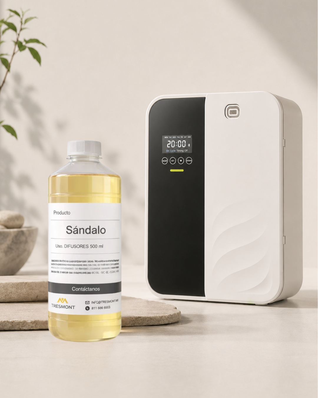 Paquete Difusor eléctrico 1000m2 + aroma Sándalo de 500ml